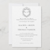 エレガントなブラック&ホワイトのフォーマルモノグラムウェディング 招待状 (正面)