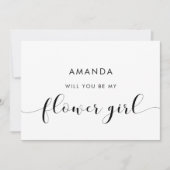 エレガントなブラック＆ホワイトのフラワーガール提案カード 招待状 (正面)