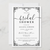 エレガントなブラック＆ホワイトのブライズシャワー 招待状 (正面)