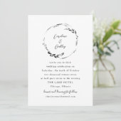 エレガントなブラック＆ホワイトのボタニカルリース ボーホーウェディング 招待状 (スタンド正面)