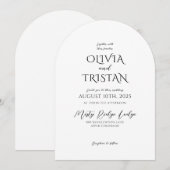 エレガントなブラック＆ホワイトのミニマルウェディング 招待状 (正面/裏面)
