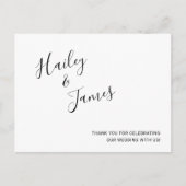 エレガントなブラック＆ホワイトのモダンウェディングお礼メッセージ ポストカード (正面)