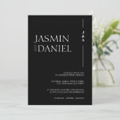 エレガントなブラック＆ホワイトのモノグラムイニシャルウェディング 招待状 (スタンド正面)