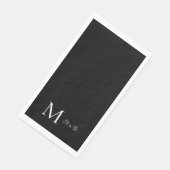 エレガントなブラック＆ホワイトのモノグラム紙ゲストタオル (コーナー)