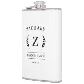 エレガントなブラック＆ホワイトのモノグラム groom のギフト フラスク (左)