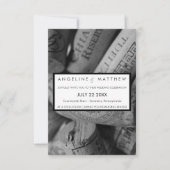 エレガントなブラック＆ホワイトのワイン栓 結婚式のカード 招待状 (正面)