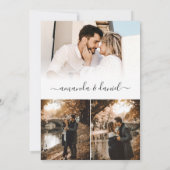 エレガントなブラック＆ホワイトの写真オーバーレイ ウェディング 招待状 (裏面)