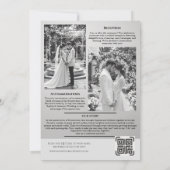 エレガントなブラック＆ホワイトの写真 ウェディングニュースペーパー 招待状 (裏面)