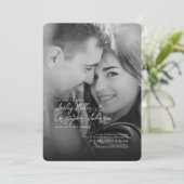 エレガントなブラック&ホワイトの写真 ウェディング 招待状 (スタンド正面)