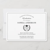 エレガントなブラック＆ホワイトの卒業写真のお知らせ 招待状 (正面)