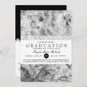 エレガントなブラック&ホワイトの卒業式 招待状 (正面/裏面)