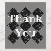 エレガントなブラック＆ホワイトの大理石ダイヤモンド お礼 ワインラベル (シングルラベル)