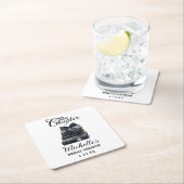 エレガントなブラック＆ホワイトの本をテーマにしたブライズシャワー スクエアペーパーコースター (インサイチュ)