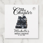 エレガントなブラック＆ホワイトの本をテーマにしたブライズシャワー フェイバータグ (裏面)