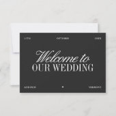 エレガントなブラック&ホワイトの結婚式ウェルカムカード 招待状 (正面)
