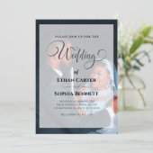 エレガントなブラック&ホワイトの結婚式招待状 招待状 (スタンド正面)