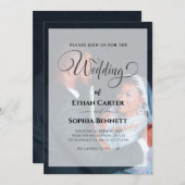 エレガントなブラック&ホワイトの結婚式招待状 招待状 (正面/裏面)