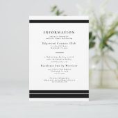 エレガントなブラック＆ホワイトの結婚式詳細カード 招待状 (スタンド正面)