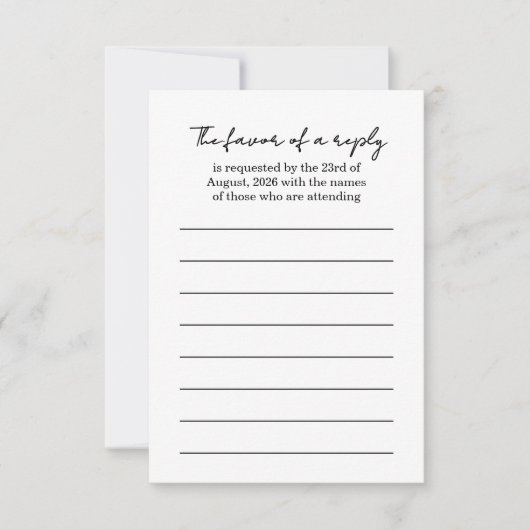 エレガントなブラック&ホワイトの結婚式返信カード 出欠カード (正面)