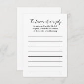 エレガントなブラック&ホワイトの結婚式返信カード 出欠カード (正面/裏面)