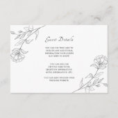 エレガントなブラック＆ホワイトの花のゲスト詳細 エンクロージャーカード (正面)