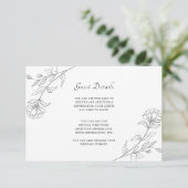 エレガントなブラック＆ホワイトの花のゲスト詳細 エンクロージャーカード (スタンド正面)