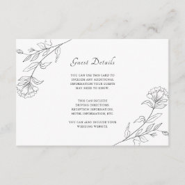 エレガントなブラック＆ホワイトの花のゲスト詳細 エンクロージャーカード