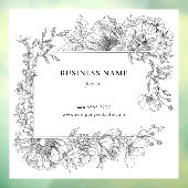 エレガントなブラック＆ホワイトの花柄ボーダー フラワリスト・ブティック ウィンドウサイン (シート3)