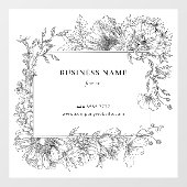 エレガントなブラック＆ホワイトの花柄ボーダー フラワリスト・ブティック ウィンドウサイン (シート)