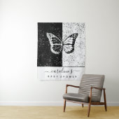 エレガントなブラック＆ホワイトの蝶のベビーシャワードット タペストリー (インサイチュ)