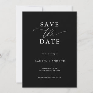 エレガントなブラック&ホワイトのSave the Date 招待状