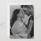 エレガントなブラック＆ホワイトオーバーレイ写真 保存日 招待状 (正面)