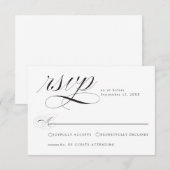 エレガントなブラック＆ホワイトカリグラフィー結婚式の出欠確認カード 出欠カード (正面/裏面)