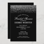 エレガントなブラック＆ホワイトダイヤモンド ウェディングシャワー 招待状 (正面/裏面)