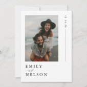 エレガントなブラック＆ホワイトビーチウェディングフォト 招待状 (正面)