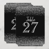 エレガントなブラック＆ホワイト ダイヤモンド ウェディング テーブル カード (正面/裏面)