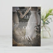 エレガントなブラック＆ホワイト ミニマル フォト ウェディング セーブザデート (スタンド正面)