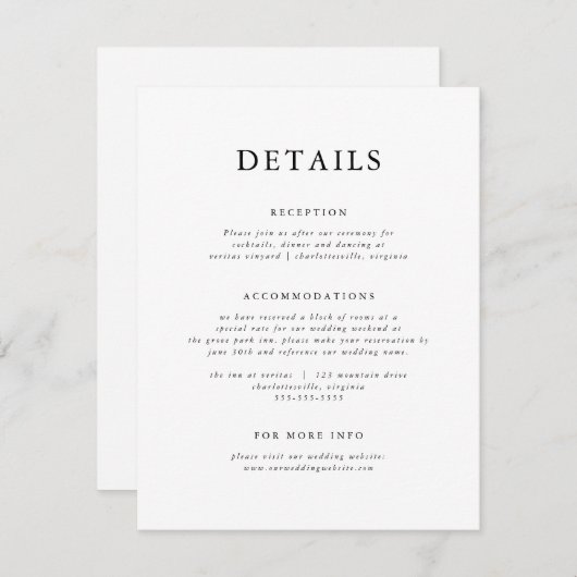 エレガントなブラック&ホワイト モダンクラシック エンクロージャーカード (正面/裏面)