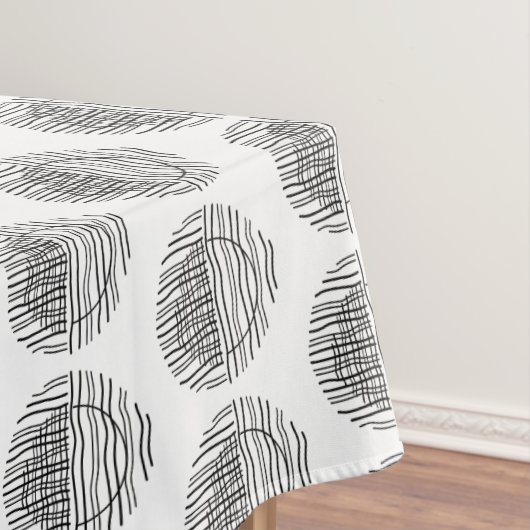 エレガントなブラック ミッドセンチュリー モダン アーチ ライン テーブルクロス (インサイチュ)