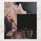 エレガントなブラック ローズゴールド マーブル テクスチャ ワインラベル (シングルラベル)