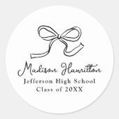エレガントなブラック ヴィンテージ ボウ 卒業式 ラウンドシール (正面)