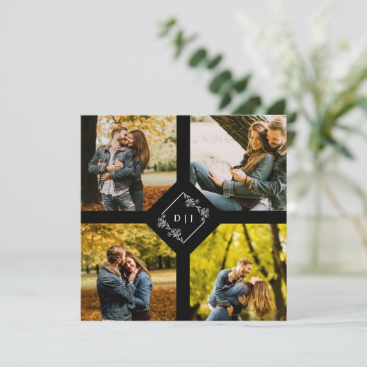 エレガントなブラック 4 枚の写真 結婚式前カップルセッション セーブザデート (スタンド正面)