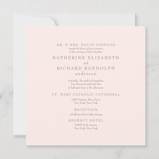 エレガントなブラッシュ2会場スクエア結婚式 招待状 (正面)