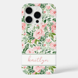 エレガントなブラッシュ フローラル ウォーターカラー オーダーメイド iPhone 16 PROケース
