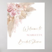 エレガントなブラッシュ ボーホー パンパス ブライダルシャワーのお出迎え ポスター (正面)