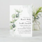 エレガントなブランチとバブル ブライズシャワー ユーカリ 招待状 (スタンド正面)