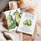 エレガントなブランチ 緑の装飾 完璧な洋梨 ブライダルシャワー 招待状