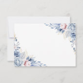エレガントなブルーとフラッシュの花のウェディング 出欠カード (裏面)