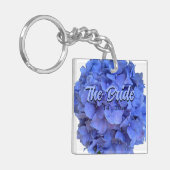 エレガントなブルーのアジサイの花 キーホルダー (正面左)