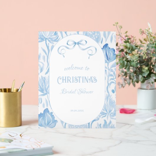エレガントなブルーのウェルカムサイン for ブライダルシャワー アクリルサイン (ウェディング)